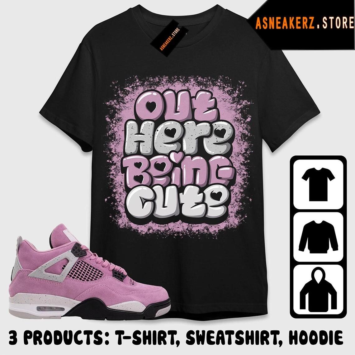 Shirt To Match AJ 4 Orchid Sneaker Matching Tee Out Here Being Cute T-Shirt L