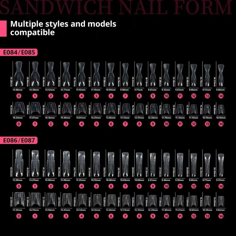 60/240/300 Pcs Sandwich Nail Forms 15 Size Oval Extension Dual Form No Paper Forms Needed For Easy Nail Extensions