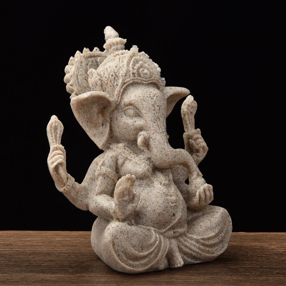 Mingze Kunstharz Sandstein Ganesh Ornament - Elefantengott Wohnkultur Geschenk