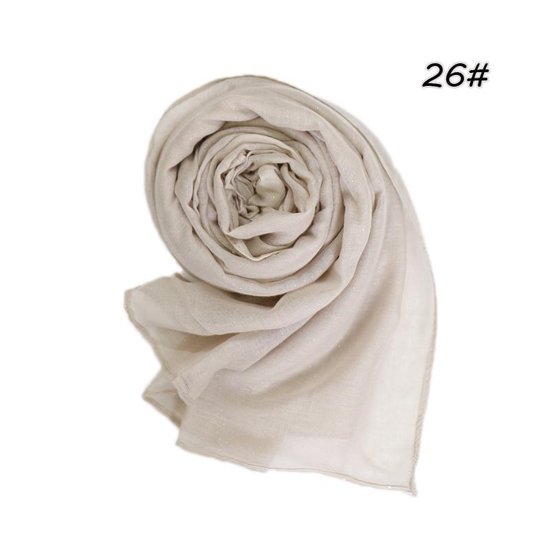 Shimmer Glitter Cotton Viscose Hijab Scarves For Women Muslim Long Shawls Headscarf Wraps Solid Headbands Stole Bufandas Turbans