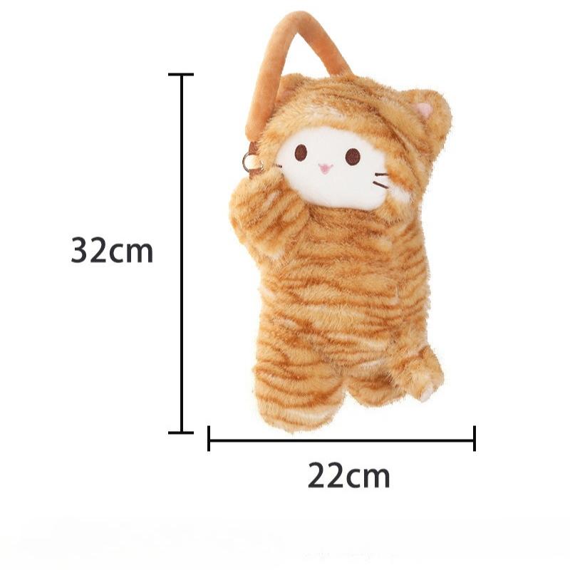 Leopard Print Cat Tissue Plush Universal Car Tissue Hanger Doll Creative Hanging Tissue Holder Vehicle Tissue Case Paper Box