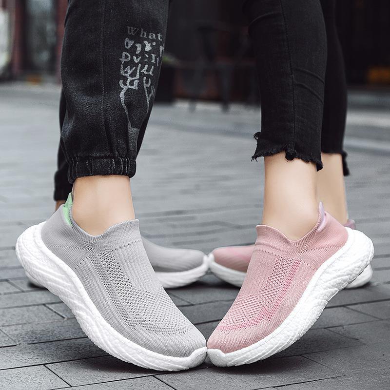Couple socks shoes summer simple casual shoes one pedal lazy shoes lightweight mesh large size sports men's shoes