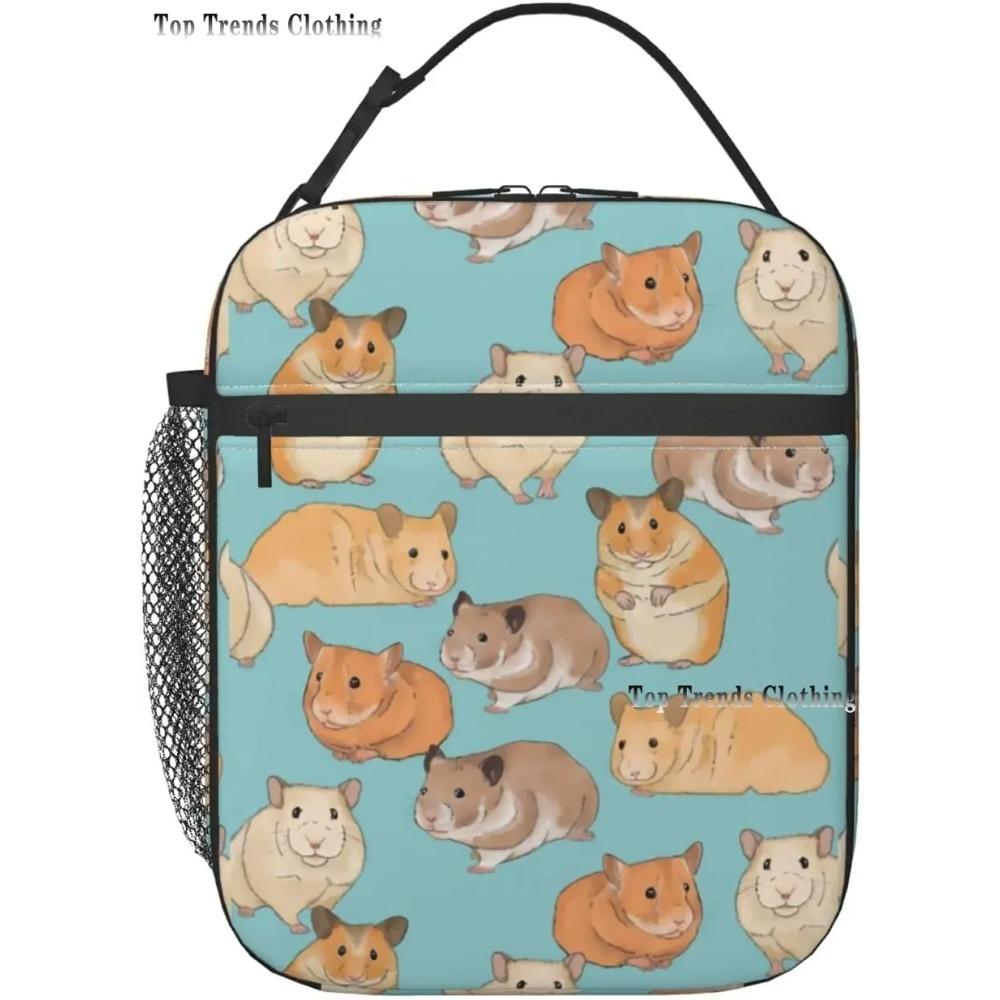 Cute Guinea Pig Lunch Box Portable Insulation Tote Bag Leakproof Lunch Cooler for School Work Office Picnic Beach Soft Freezable