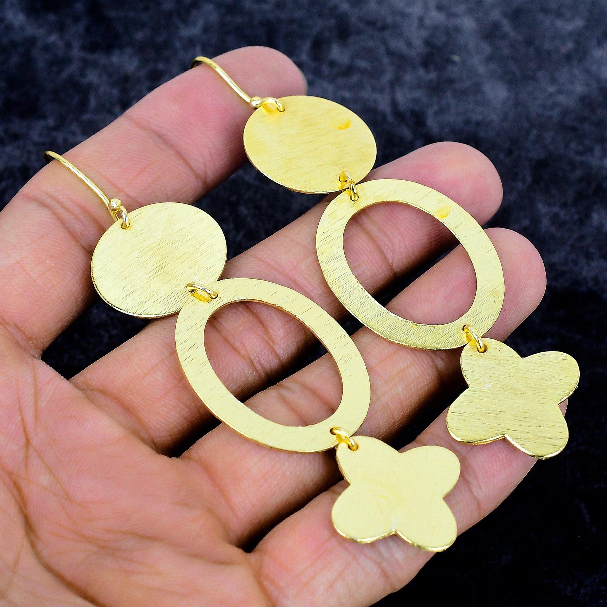 

Golden Look Gemstone Handmade 925 Sterling Silver Jewelry Earring 3.86 M-3382