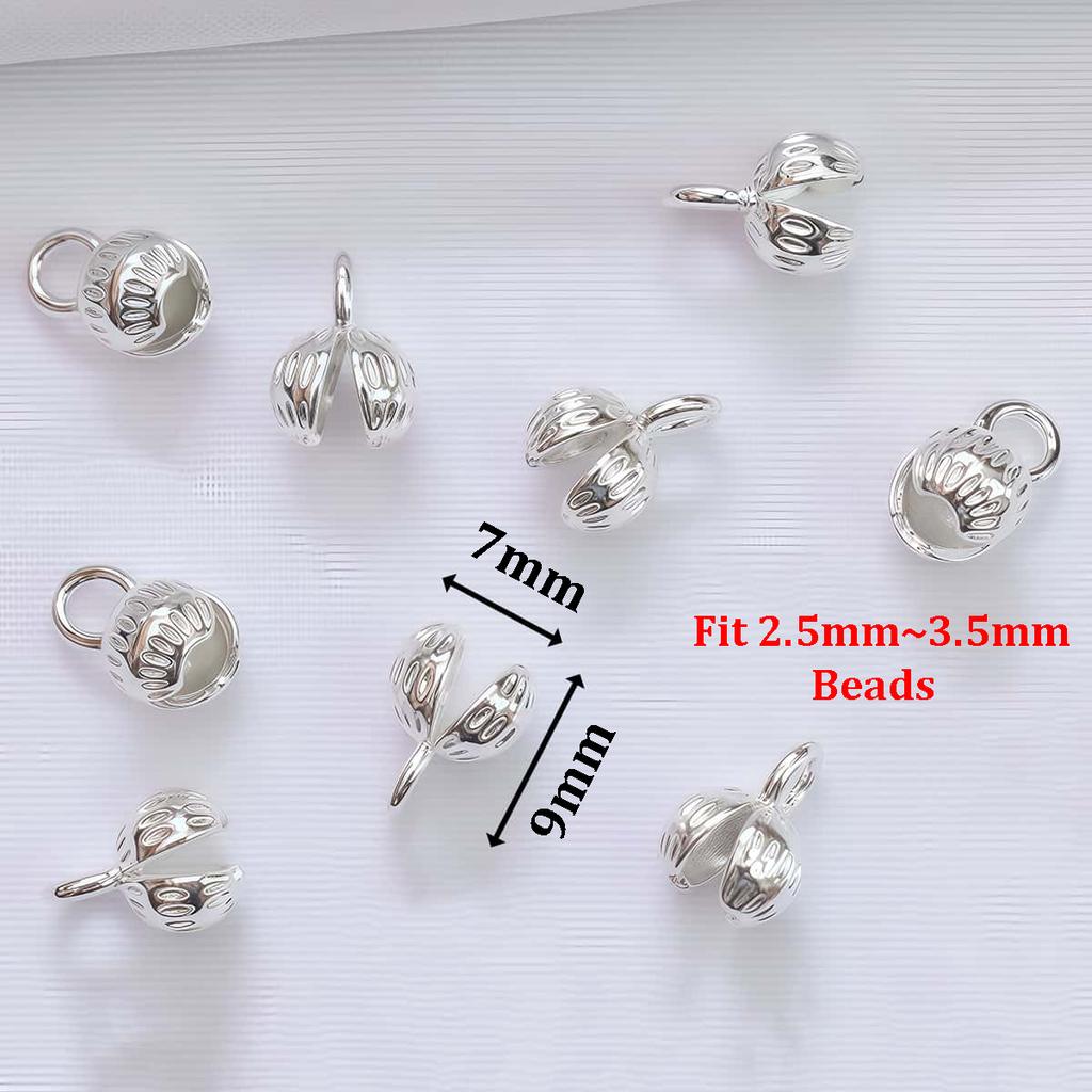 10PCS Brass Crimp End Beads 18K Gold Plated Tip Ball Chain Connector Clasp for DIY Necklace Bracelet Jewelry Making Accessories