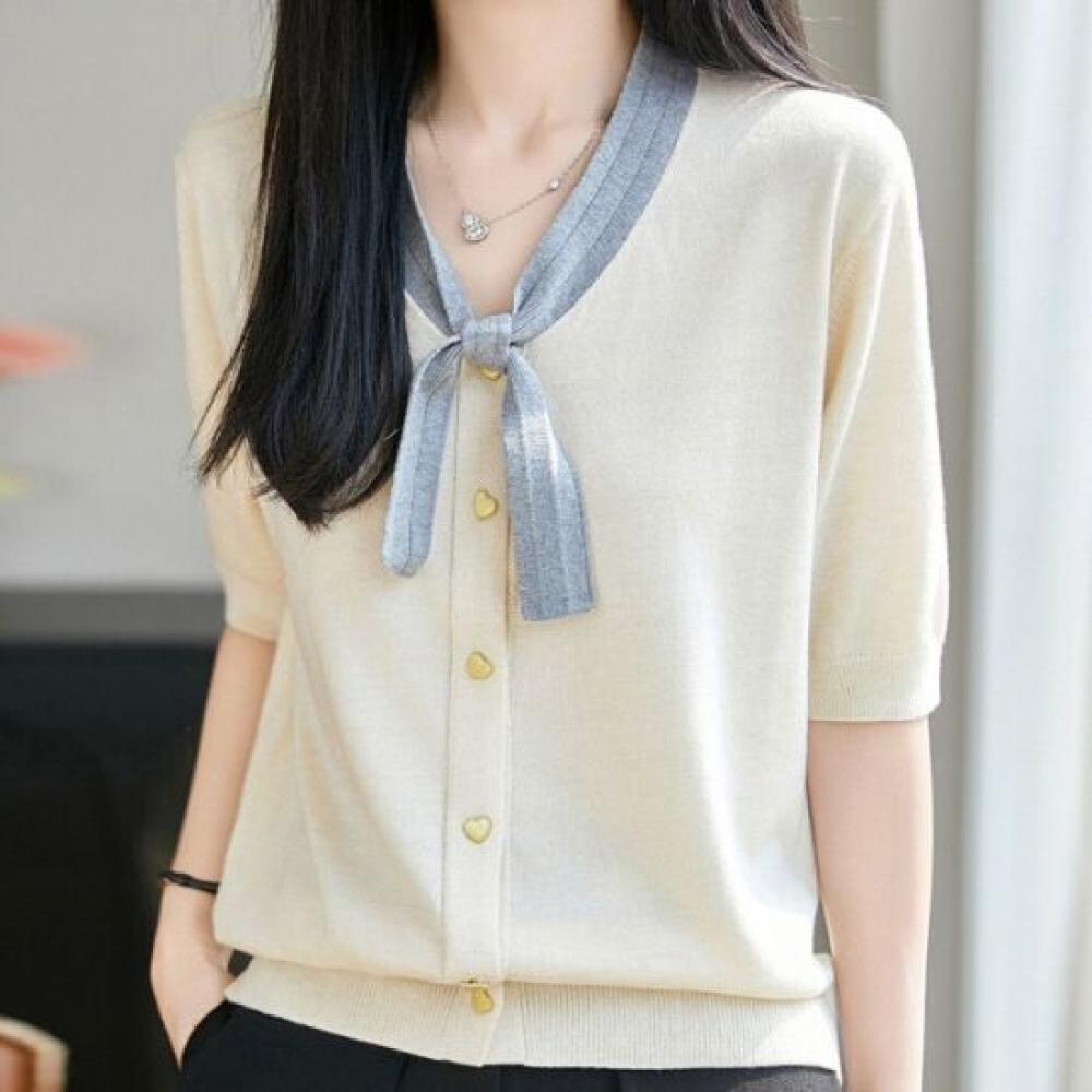 NaVaVa Women Soft Daily V Neck Short sleeVe Knit Cardigan Nk3672