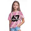 New Fashion Girls Clothing Cute Pink Stripe Star Number "67" 3D Digital Print Specially Designed Short Sleeve