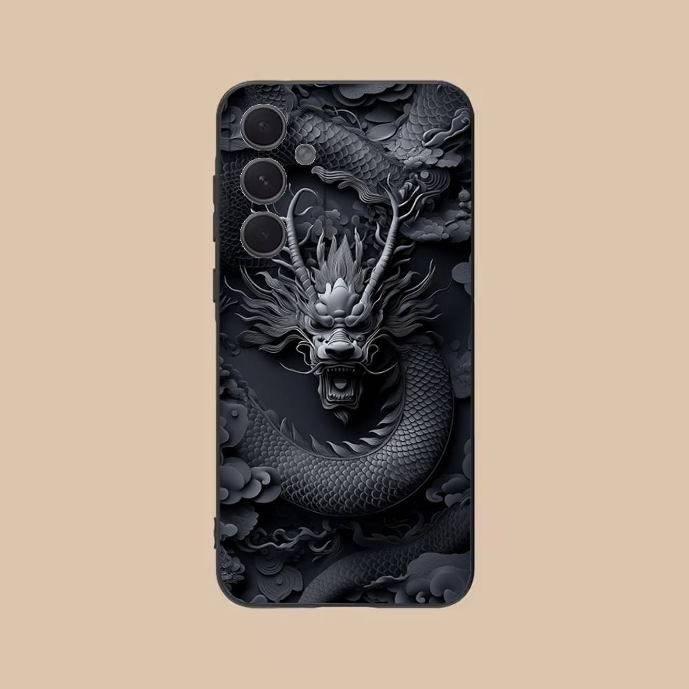 Fashion Chinese Dragon Phone Case For Samsung S25,24,21,22,23,20,S30,Ultra,Plus,Fe,Lite,Note,5G Black Soft
