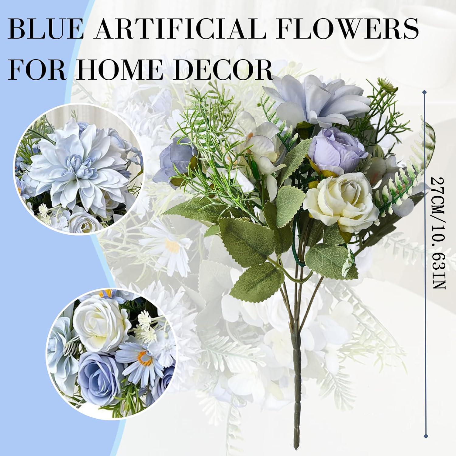 

1/4 шт. Искусственные Цветы Розы Свадебный Декор Домашней Комнаты Свадебные Букеты Садовые Искусственные Шелковые Георгины Гортензии Вазы Наружное Искусство Стена 1PC синий