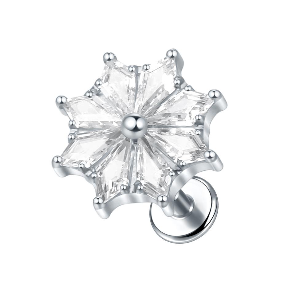 1PC G23 Titanium 16G Marquise Lotus CZ Flower Flat Back Stud Labret Tragus Helix Cartilage Conch Earring Piercings Sexy Jewelry