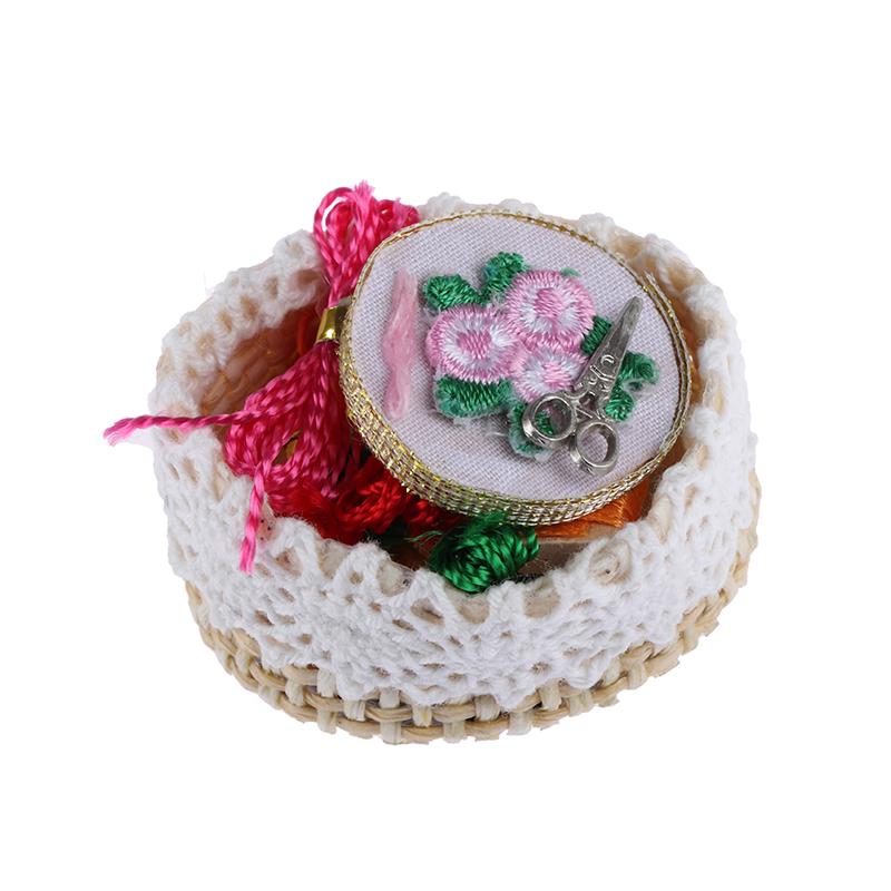 1:12 Dollhouse Mini Embroidery Tools Set Simulation Sewing Scissors Thread Model