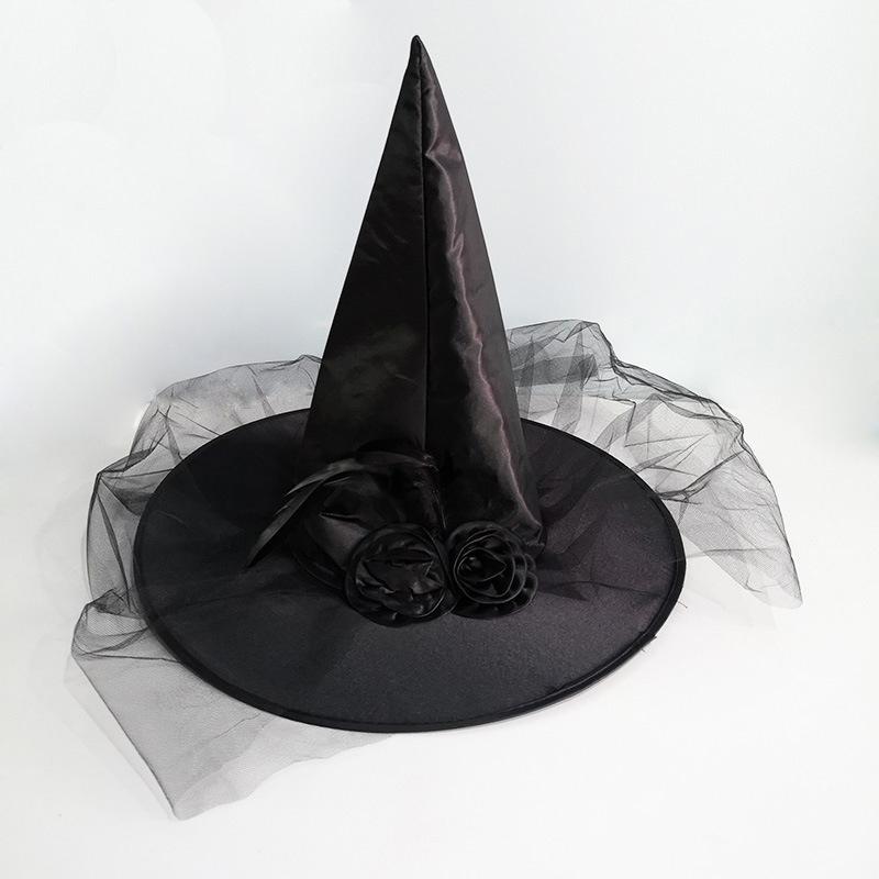 Halloween Wizard Hat Party Children Adult Black Pointed Cloth Magician Hat Witch Hat Masquerade Ball Party Hats Dressing