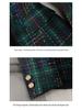 Zihong Women's Green Plaid Blazer: New 2024 Slim-Fit for Autumn/Winter