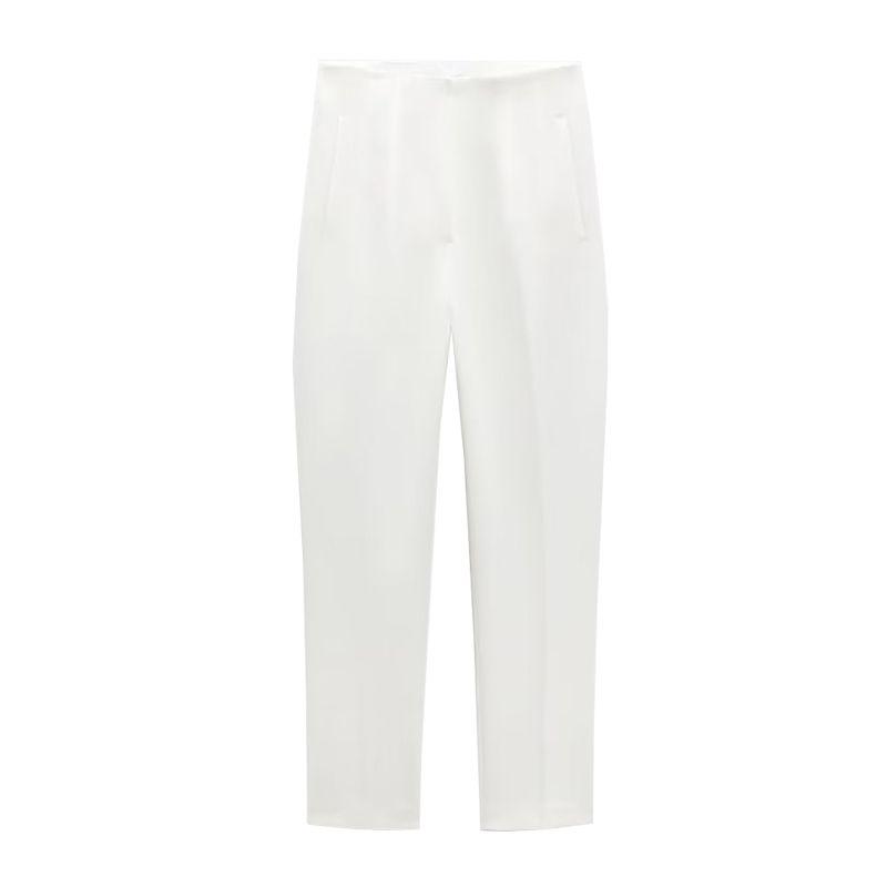 Fashion Commuter Front Pleated Ankle-High Waist Casual Pants