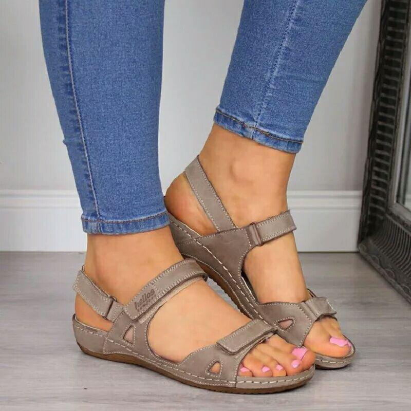 Spring and summer casual women's sandals buckle open-toed women's shoes large size wish