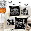 Halloween Throw Pillow Covers Set Of 4 Black Cat Spider Web Skull Decorative Cushion Case Trick Treat Pillowcase For Home Decor