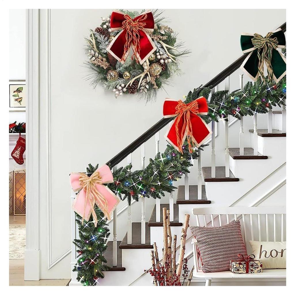 Velvet Fabric Bow Christmas Tree Decoration Velvet Vintage Ribbon Christmas Tree Bow Ornaments Home Decor For Holiday Wedding