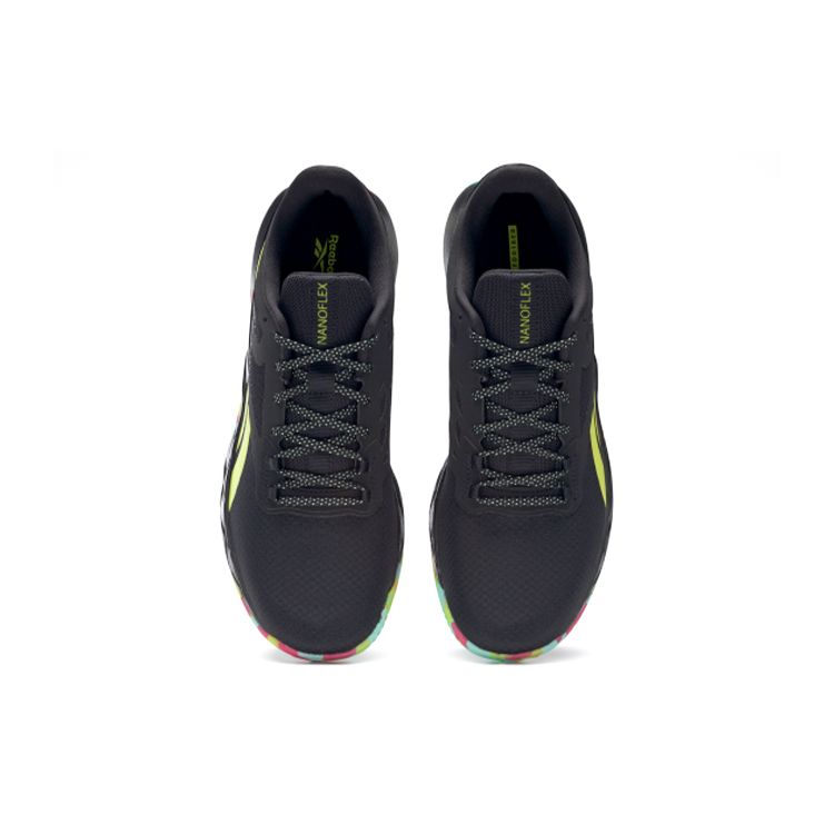 Reebok Nanoflex TR Czarne Limonkowe Moro Męskie Sneakersy Core-Black Obuwie-Białe Pure-Grey-6 GX7549