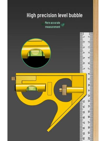 Multifunctional Stainless Steel 90° Angle Ruler for Woodworking