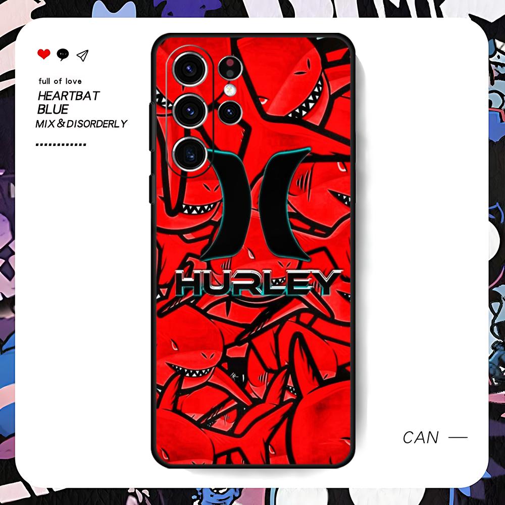 Hot Brand Hurley Phone Case For Samsung Galaxy S26 S25 S24 S23 S22 S21 S20 Plus Ultra Limited Soft Black