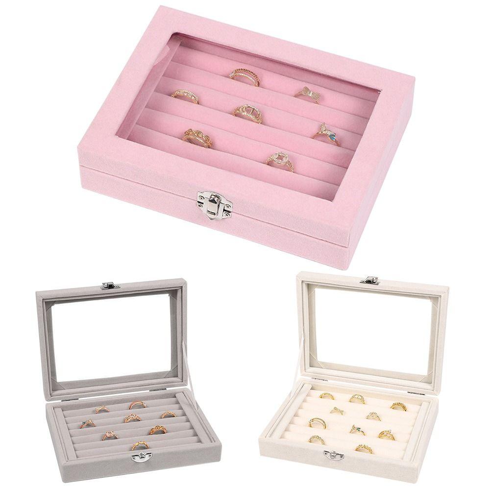 

High Quality Ring Tray Soft Storage Box Display Case Jewelry Organizer Velvet Ring Box