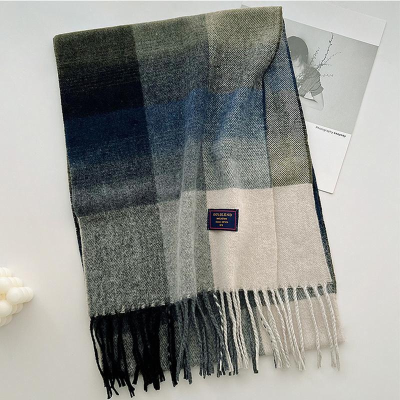 2024 Red Classic Plaid Women Scarf Imitation Cashmere Shawl Winter Thick Warm Neckerchief Foulard Echarpe Wrap Designer Lady