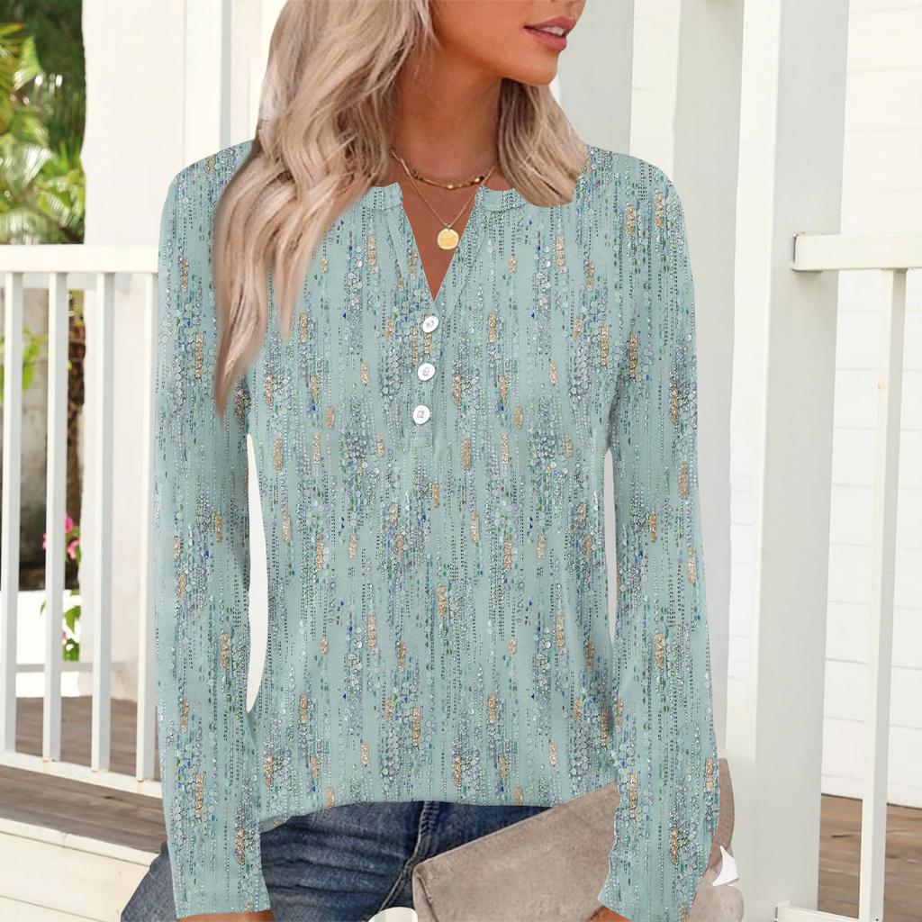 Damen Casual Mode T-Shirt, Vintage Blumendruck, Rundhalsausschnitt, Langarm-Oberteil.