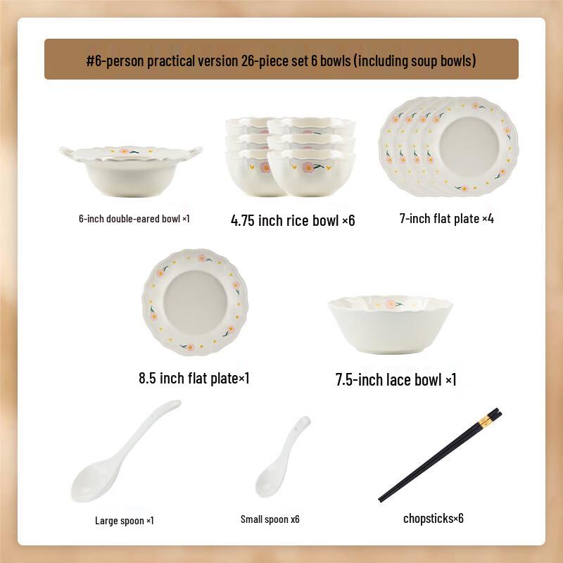 Kangmo French White Peony Ceramic Dinnerware Set