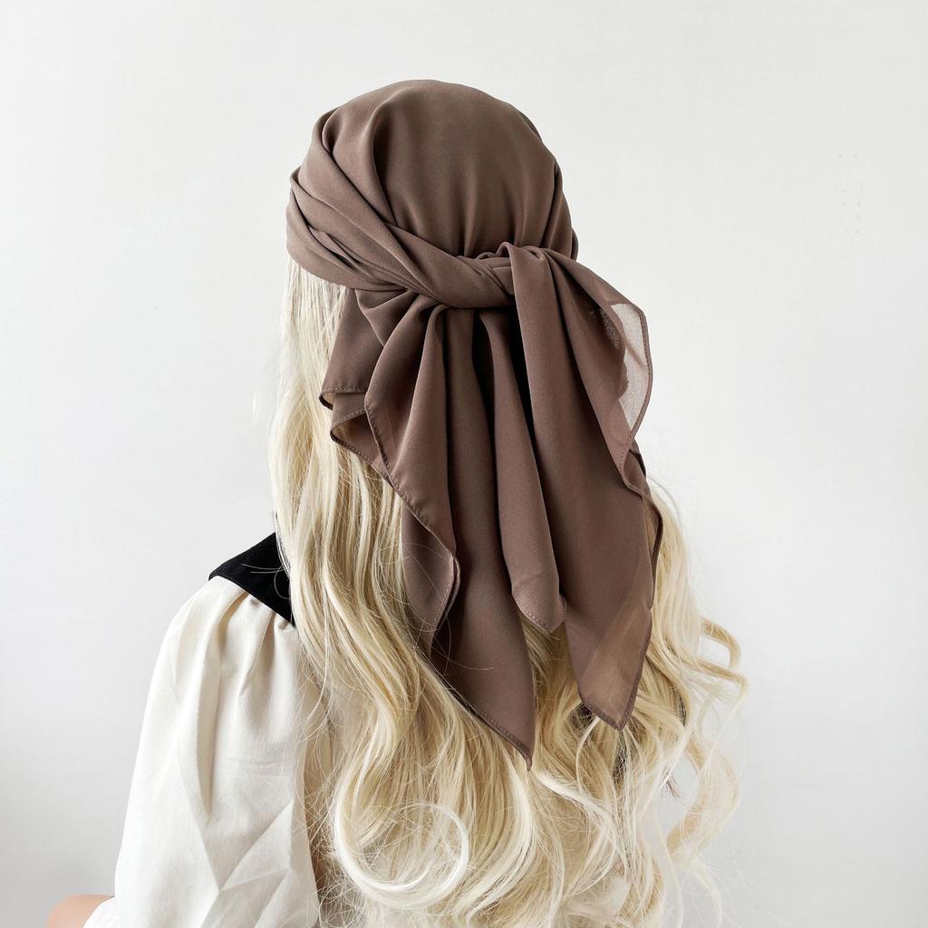 Pearl Chiffon Solid Color Scarf Arabic Turban Bali Turban Solid Color Malay Square Scarf Scarf