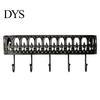 French Country Wall Shelf Mounted Floating Shelves, Metal with 5 Hooks, Key Holder Rustic Plant Stand Mail Organizer, Storage Rack for Entryway Living