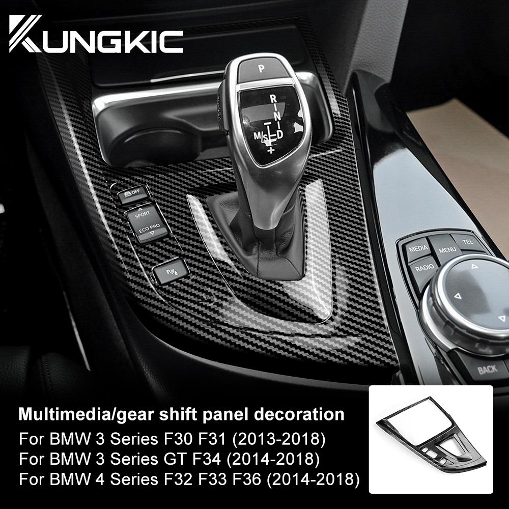 ABS Carbon Fiber Texture for BMW 3 4 Series 3GT F34 F30 F31 F32 F33 F36 2014 2018 320i Multimedia Panel Center Gear Shift Stick