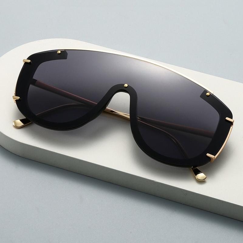 New Fashion Metal Large Frame Sunglasses Personalized Uv400 Protection Travel Outdoor Street Shooting Luxury Unisex Sunglasses