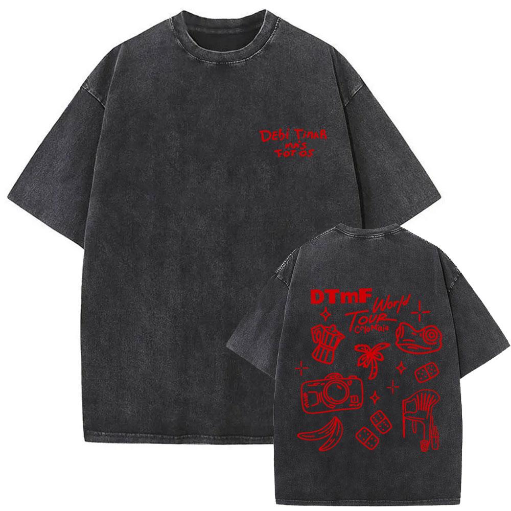 Rapper Bad Bunny Vintage Washed T Shirts Debi Tirar Mas Fotos DTMF Tshirts Mens Clothing Hip Hop Fashion High Quality Tshirt