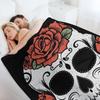 Sugar Skull with Roses Throw Blanket Anime Soft Plush Plaid Sofa Bed Valentine Gift Ideas Blankets