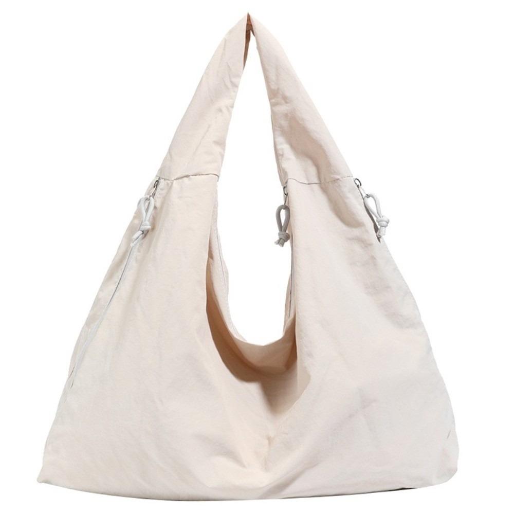 New Nylon Shoulder Tote Bag Waterproof Large Capacity Underarm Bag Solid Color Zipper Closure Shopping Bag for Women Girls