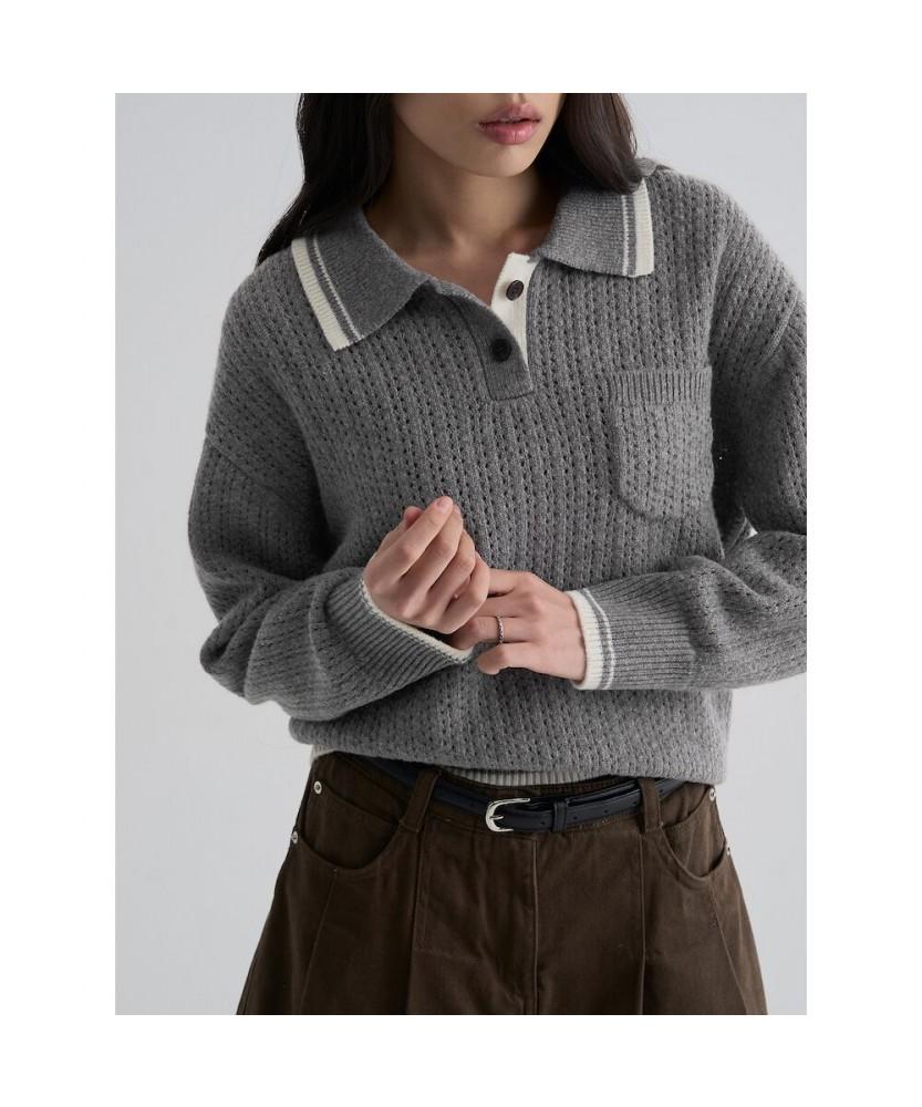 8SECONDS Color Block Collar Pullover Ash