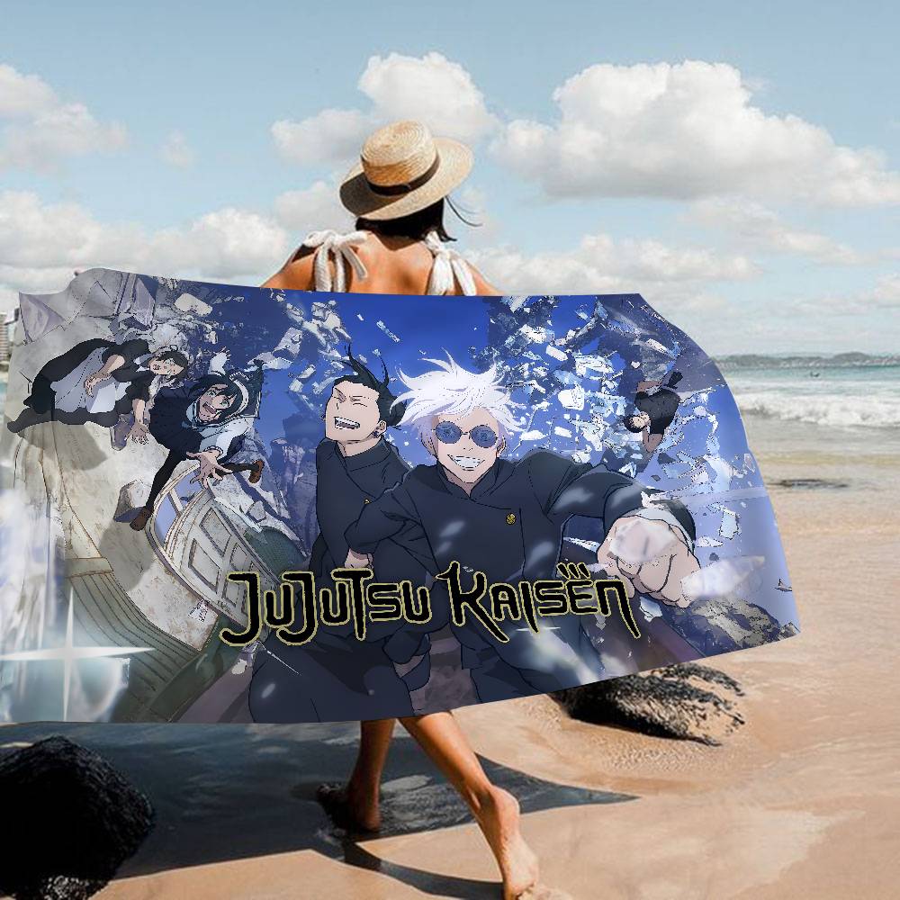 1pc Anime J-jujutsu K-kaisen Microfiber Beach Towel Absorbent Quick Dry Soft Yoga Swimming Resort Mountain Climbing Towel