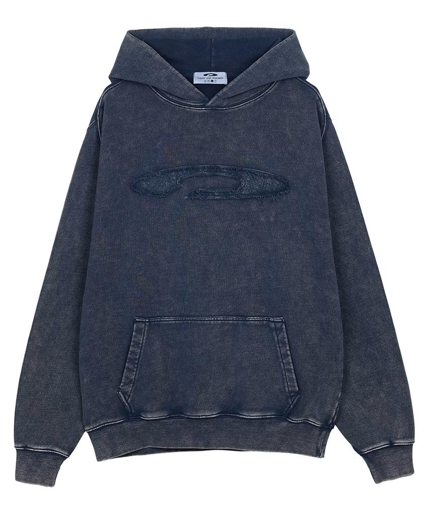 Fdr Pigment Washed Denim Applique Hoodie Navy