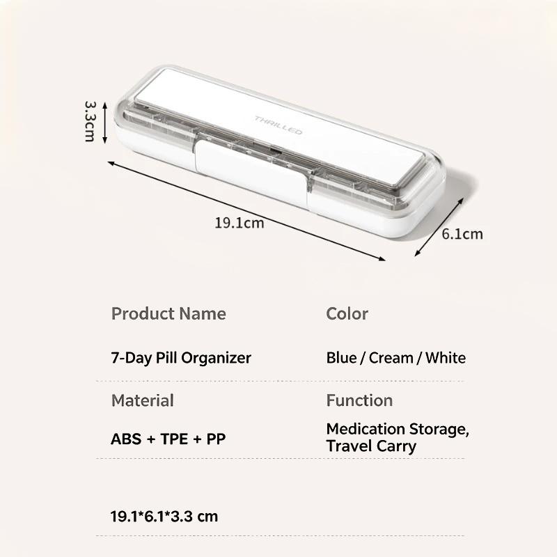 7-Day 7-Compartment Pill Box Tightly Sealed Convenient To Carry Provides Individual Compartments Daily Medication Organization