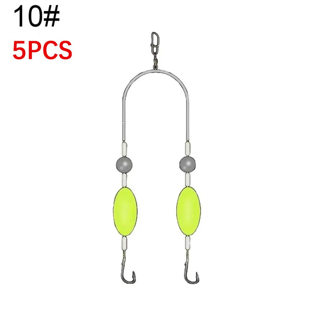 5Pcs Double Reverse Hooks Fishing Rig Smooth Casting Anti-Tangle Snag Resistant Split Hook Rig Freshwater Saltwater Jigging Fishing Accessories