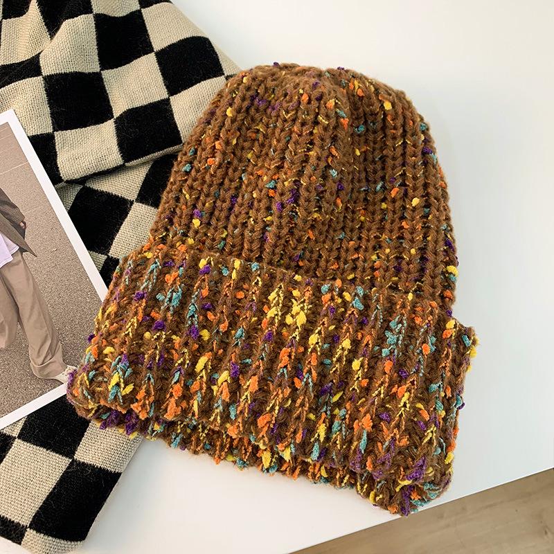Trendy Mixed Color Slouchy Beanie Classic Coldproof Warm Skull Cap Thick Knit Hats Beanies For Women Autumn & Winter