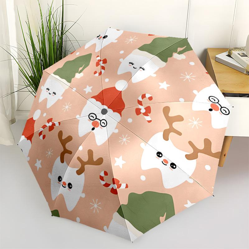 

1pc Christmas Teeth Automatic Open/Close Folding Umbrella - Compact 8-Rib Design, Daily Use, Perfect Gift for Friends & Family yy251124183
