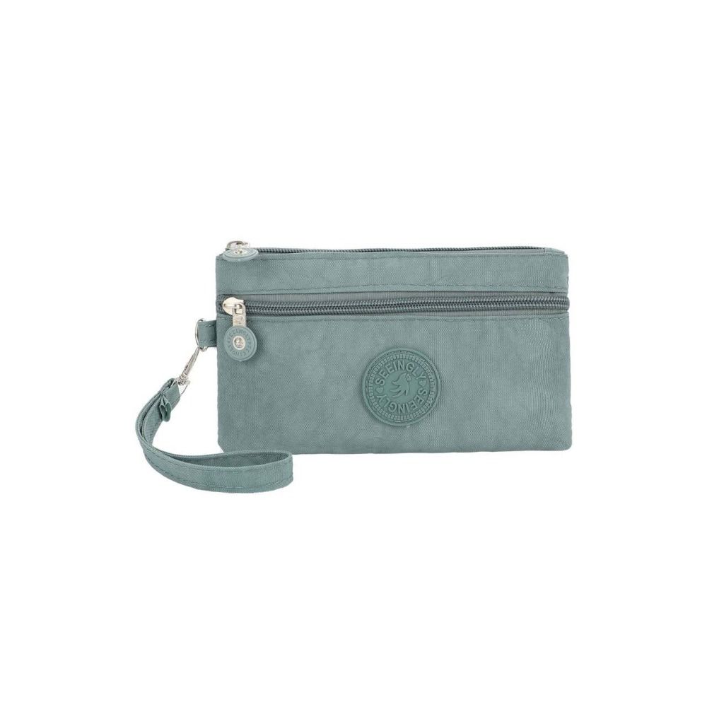 

Нейлоновый кошелек для монет на молнии со шнурком Простая сумка для денег Модный двухслойный кошелек Уличный зелёный/синий