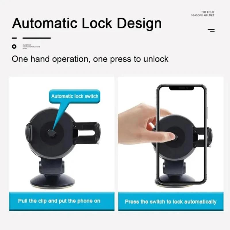 360° Car Phone Holder with Suction Cup – Universal Smartphone & GPS Clamping Mount for iPhones & All Devices