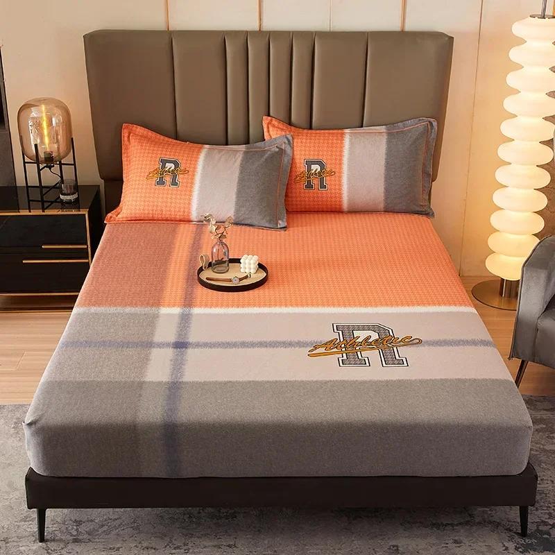 Cute Teddy Bear Pattern Fitted Sheet Set 100% Cotton Anti-slip Mattress Cover with Pillowcases Home Bedding Set for Boys Girls