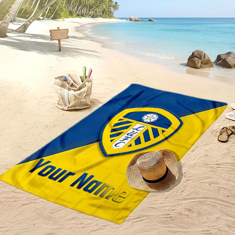 Leeds United Personalisiertes Bedrucktes Strandtuch Fußballlogo Unterstützung Benutzerdefinierter Name Text Saugfähiges Handtuch Für Sport Reisen Besonderes Geschenk