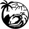 Black Round Metal Wall Art Palm Tree Ocean Wave Sculpture Home Decor Indoor Outdoor 12x12In