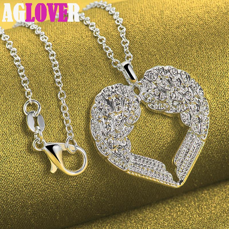 925 Sterling Silver Heart Love Pendant Necklace Jewelry