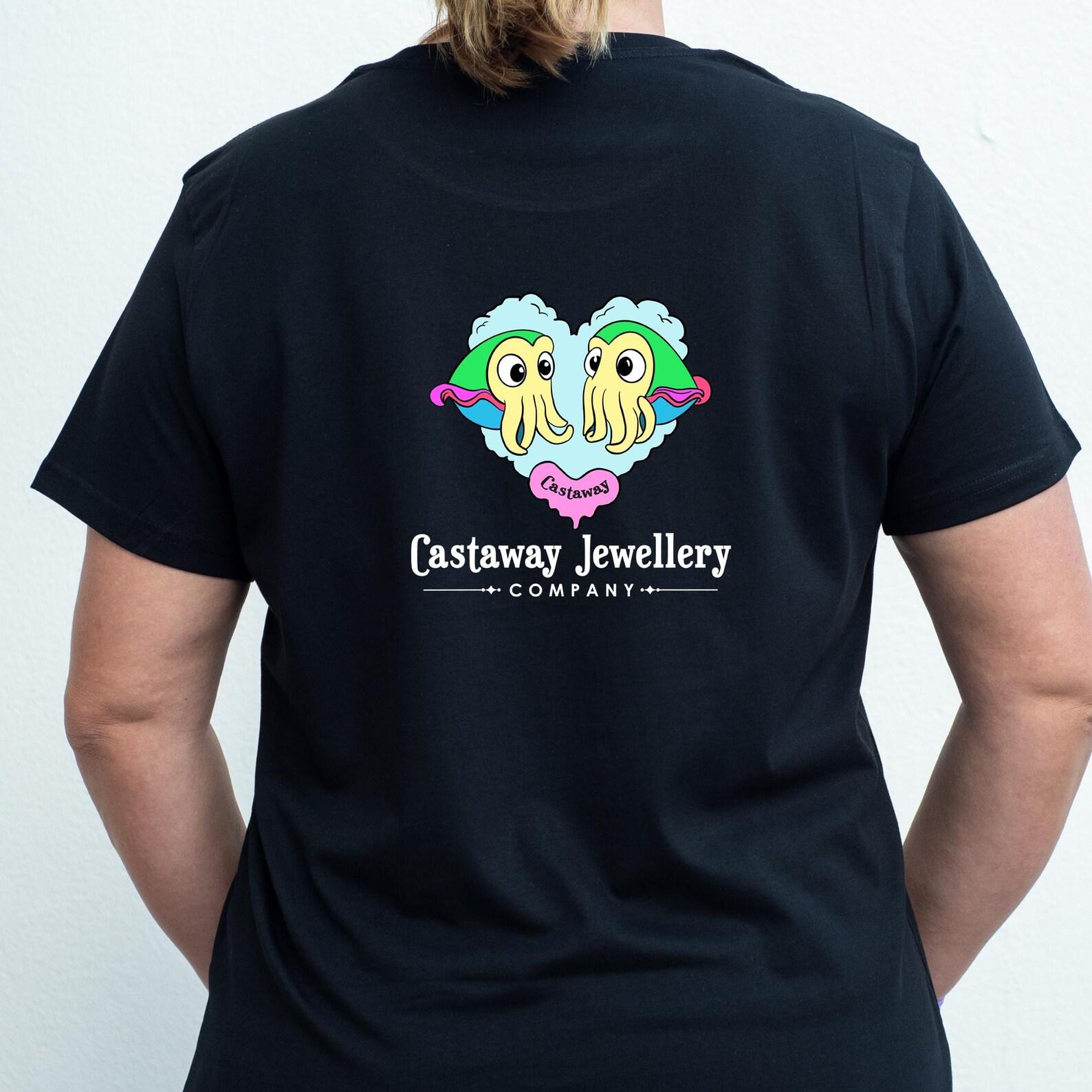 Ladies Cuddle Crew Tee Shirt Black - Cuttlefish Heart Tee Shirt S