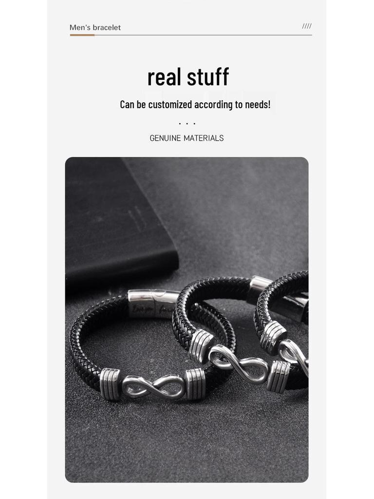 European-American Punk Men's Handmade Leather Bracelet: Creative Woven Design